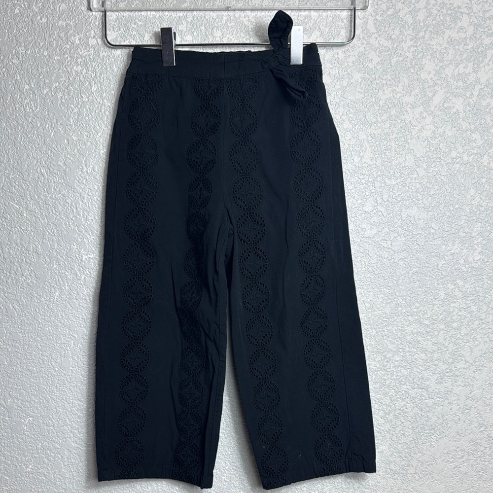 Black Eyelet Cropped Pants